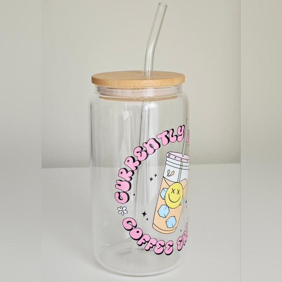 Iced Coffee Era 16oz Clear Beer Can Glass Cup - Picture 2 of 5